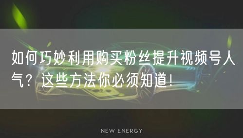 如何巧妙利用购买粉丝提升视频号人气？这些方法你必须知道！