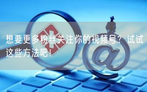 想要更多粉丝关注你的视频号？试试这些方法吧！