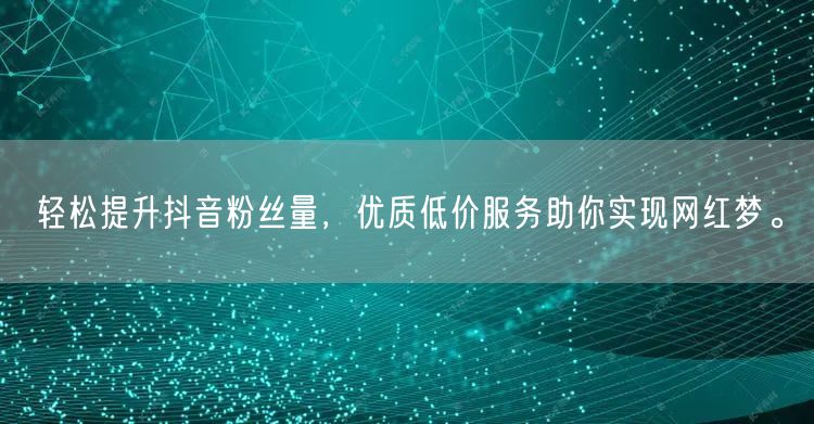 轻松提升抖音粉丝量，优质低价服务助你实现网红梦。