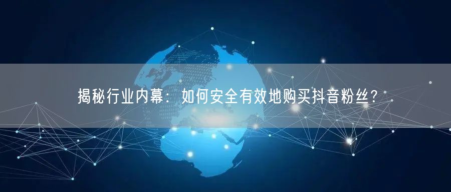 揭秘行业内幕：如何安全有效地购买抖音粉丝？