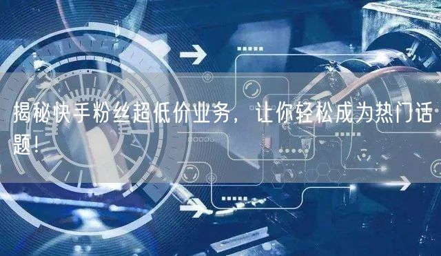 揭秘快手粉丝超低价业务，让你轻松成为热门话题！