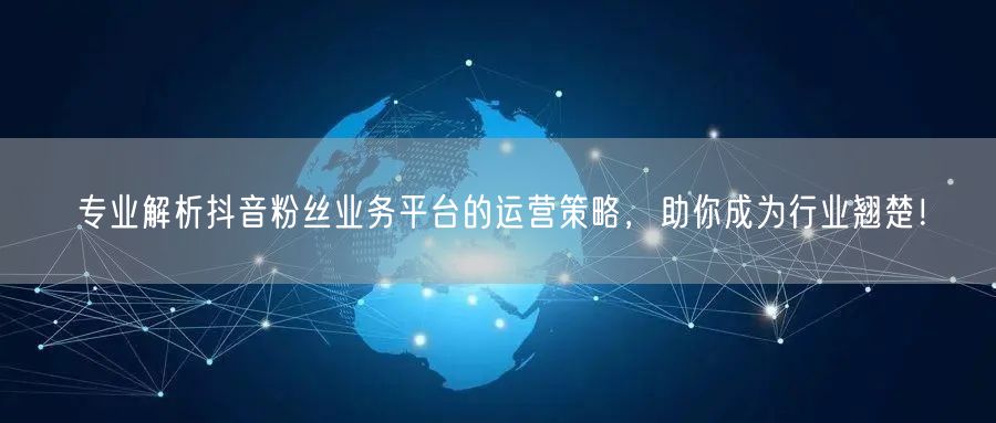 专业解析抖音粉丝业务平台的运营策略，助你成为行业翘楚！