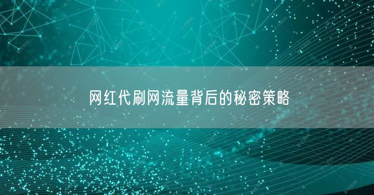 网红代刷网流量背后的秘密策略