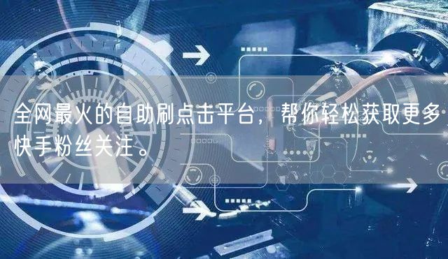 全网最火的自助刷点击平台，帮你轻松获取更多快手粉丝关注。