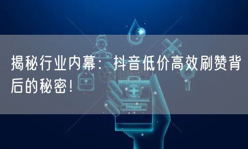 揭秘行业内幕：抖音低价高效刷赞背后的秘密！