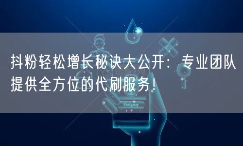 抖粉轻松增长秘诀大公开：专业团队提供全方位的代刷服务！