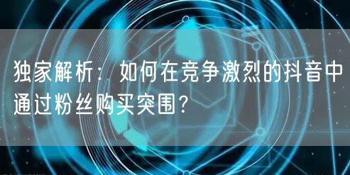 独家解析：如何在竞争激烈的抖音中通过粉丝购买突围？