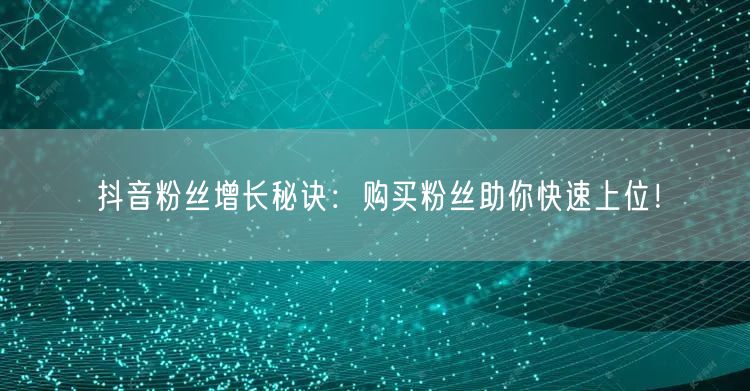 抖音粉丝增长秘诀：购买粉丝助你快速上位！