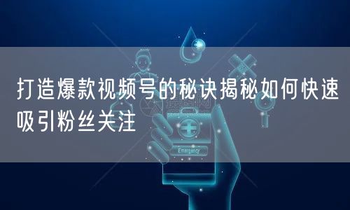 打造爆款视频号的秘诀揭秘如何快速吸引粉丝关注