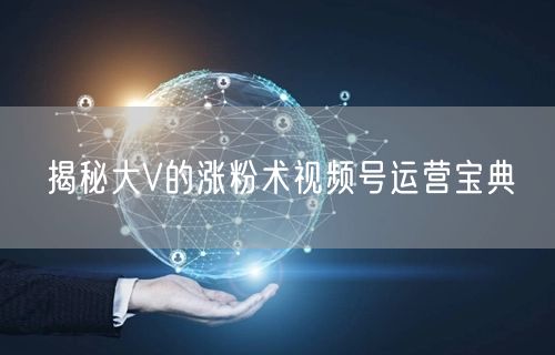 揭秘大V的涨粉术视频号运营宝典