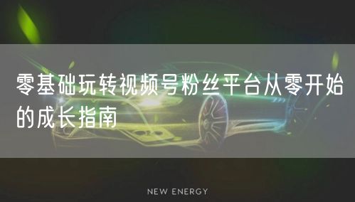零基础玩转视频号粉丝平台从零开始的成长指南