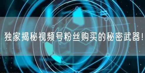 独家揭秘视频号粉丝购买的秘密武器！