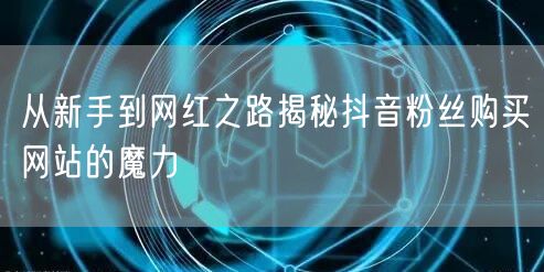 从新手到网红之路揭秘抖音粉丝购买网站的魔力