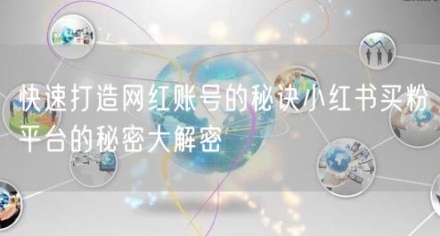 快速打造网红账号的秘诀小红书买粉平台的秘密大解密