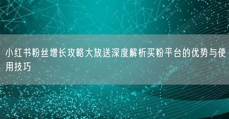 小红书粉丝增长攻略大放送深度解析买粉平台的优势与使用技巧