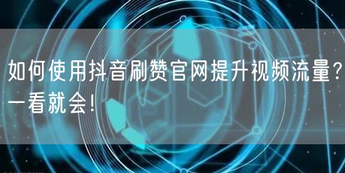 如何使用抖音刷赞官网提升视频流量？一看就会！