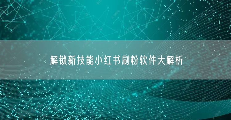 解锁新技能小红书刷粉软件大解析
