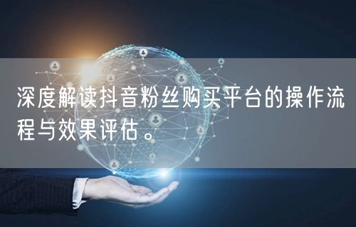 深度解读抖音粉丝购买平台的操作流程与效果评估。