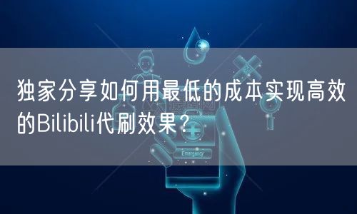 独家分享如何用最低的成本实现高效的Bilibili代刷效果？