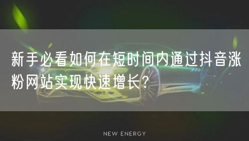 新手必看如何在短时间内通过抖音涨粉网站实现快速增长？