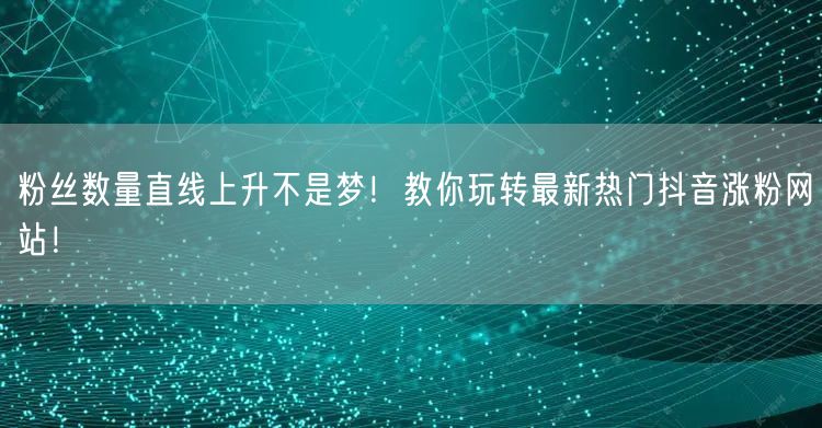 粉丝数量直线上升不是梦！教你玩转最新热门抖音涨粉网站！