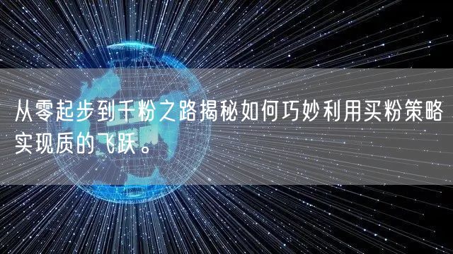 从零起步到千粉之路揭秘如何巧妙利用买粉策略实现质的飞跃。