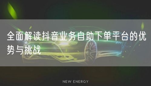 全面解读抖音业务自助下单平台的优势与挑战