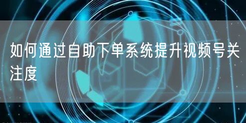 如何通过自助下单系统提升视频号关注度