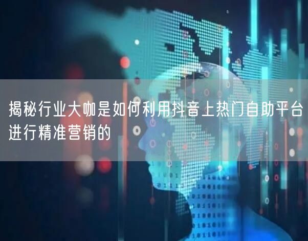 揭秘行业大咖是如何利用抖音上热门自助平台进行精准营销的