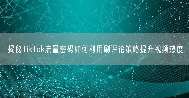 揭秘TikTok流量密码如何利用刷评论策略提升视频热度