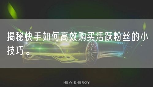 揭秘快手如何高效购买活跃粉丝的小技巧。