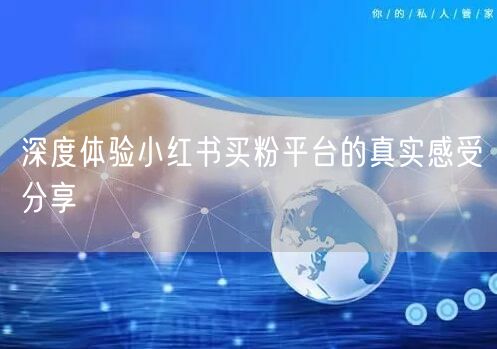 深度体验小红书买粉平台的真实感受分享