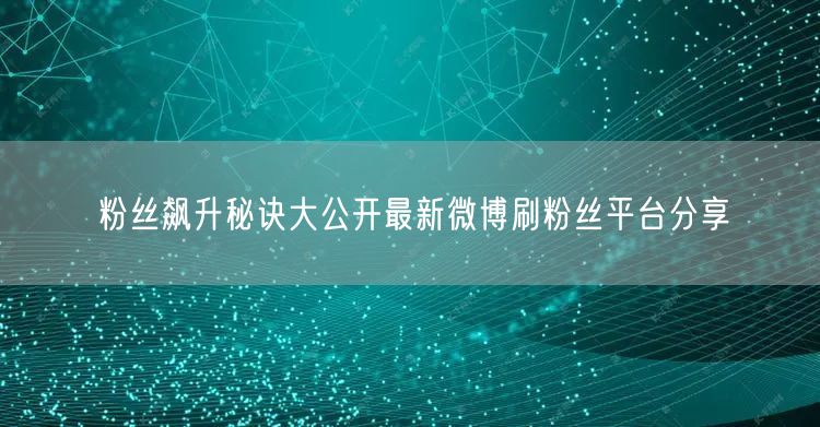 粉丝飙升秘诀大公开最新微博刷粉丝平台分享