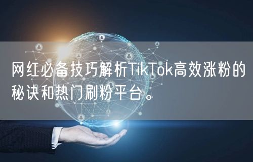 网红必备技巧解析TikTok高效涨粉的秘诀和热门刷粉平台。