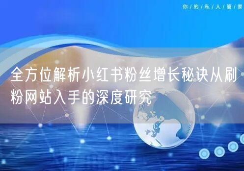 全方位解析小红书粉丝增长秘诀从刷粉网站入手的深度研究
